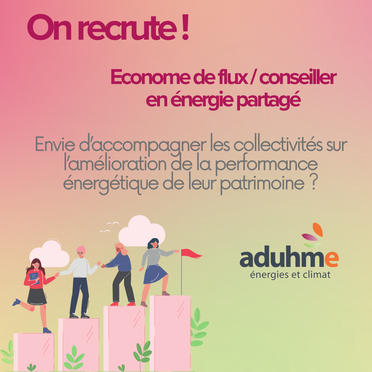 L'Aduhme recrute un économe de flux / conseiller en énergie partagé